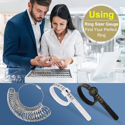 ring sizer measuring tool kit upgraded 27 pcs stainless steel measuring ring tool us ring size 0-13 with half size 2 pcs reusable finger size 1-17 usa rings size with magnified glass