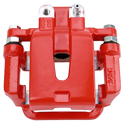 Image of TRQ Rear Brake Caliper w /Bracket Performance Red Drivers Side | For 2005-2016 Chrysler 300 2009-2016 Dodge Challenger 2007-2016 Charger 2005-2008 Magnum
