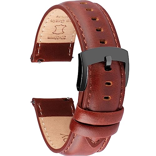 Image of OTTOODY Leather Watch Bands Quick Release, Elegant Top Grain Leather Watch Straps for Men & Women, Choice of Color & Width - 18mm, 19mm, 20mm, 21mm or 22mm Wristbands Bracelet for Watch & Smartwatch