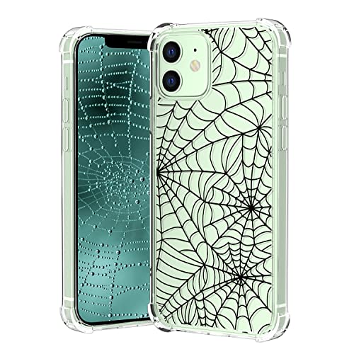 YESPURE Cute Phone Case for iPhone 12,Case for iPhone 12 Pro Black Spider Web Halloween Designed Soft Crystal TPU Anti-Fall Anti-Scratch Shockproof Bumper Protective Phone Cover 6.1 inch