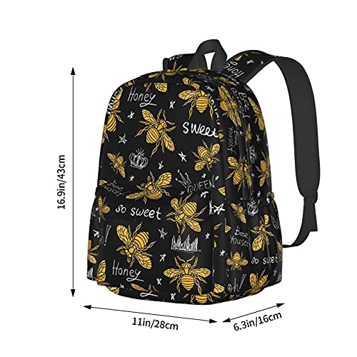 Sac à dos ordinateur 17 pouces au design abeilles et finitions soignées