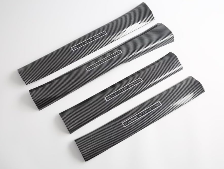 Carbon Fiber Door Sill Protector for BYD Shark 6 2024-2025 2026, Auto Parts Door Entry Guard Scuff Plates Trim Covers Accessories (Outside) (Instide)
