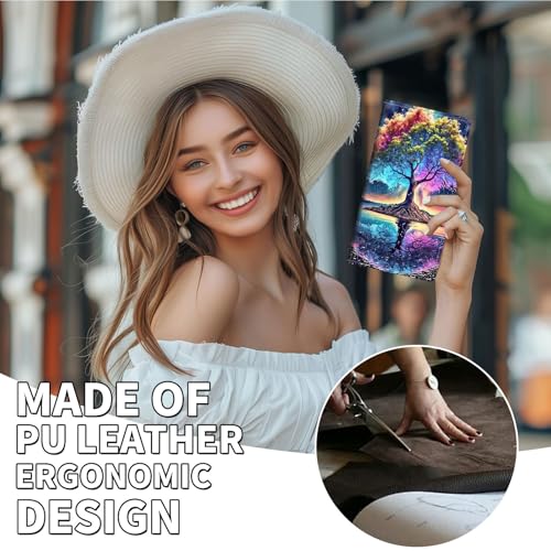 Wallet Women Ultra Slim Thim PU Leather Womens Wallet RFID Blocking Credit Card Holder Bifold Long Ladies Billfold, Art Tree4