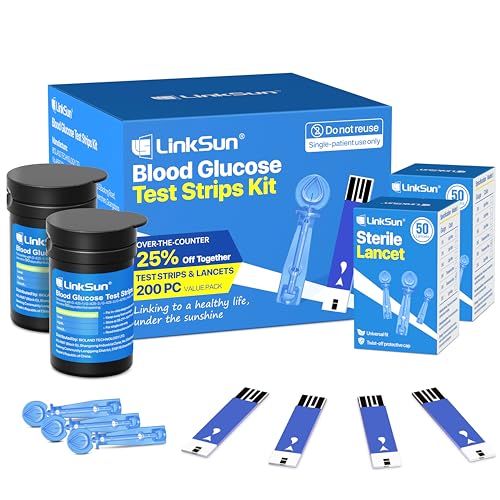 100 Blood Glucose Test Strips & 100 Lancets Kit Compatible with G-425-1 G-425-2V G-425-3 G-427B Glucose Monitor Accurate Diabetes Testing Supplies Diabetic Blood Test Strips (No Meter Included)