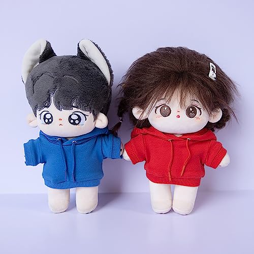 Image of niannyyhouse 10cm Plush Doll Clothes Elastic Solid Sportswear Suits Hoodie Pants Soft Stuffed Plush Toy Dress Up Accessories (Pink, 10cm)