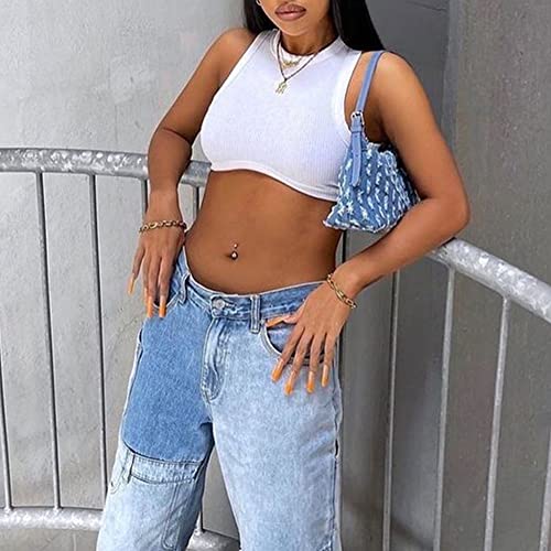 Artfish Womens High Neck Crop Tops Crewneck Ribbed Fitted Sleeveless Corset Bustier Y2K Tanks - Image 6