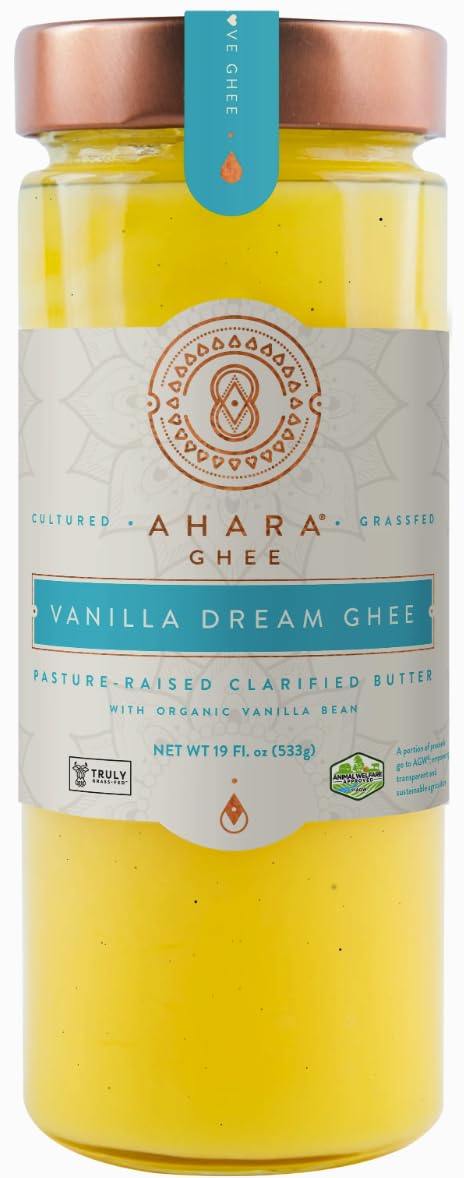 Ahara Rasa Vanilla Dream Ghee – Grass-Fed Clarified Butter with Real Vanilla (19oz)