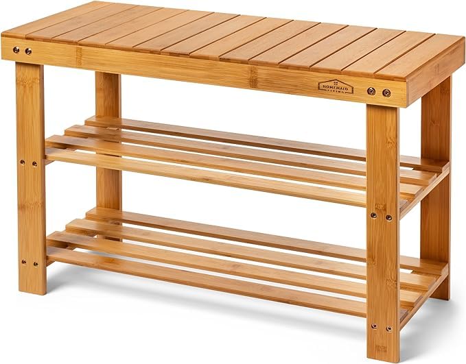 Inllex Bamboo 2 Tier Stackable Shoe Shelf - Shoe Rack Bench, 3-Tier Shoe Shelf Organizer Holds up to 220 lbs, Entryway Storage Bench Ideal for Hallway Bathroom Living Room Wooden-image-20