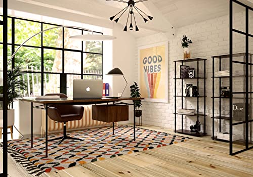 Image of Furinno TURN-S-TUBE Storage Shelves, 5-Tier Book Shelf, Corner Shelf, Toolless Open Shelves, Classic Tubes, for Organization and Storage, Living Room, Garage, Home Office, Dark Cherry