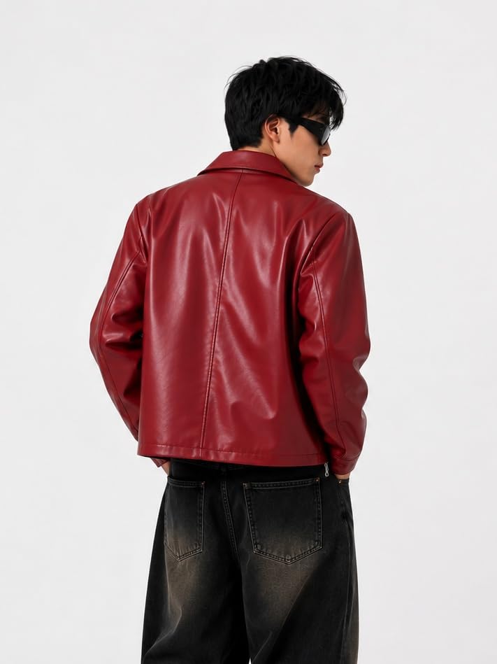 EXOTIX Burgundy Leather Jacket for Men - Image 2