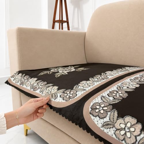 Image of Homerz Premium 'Luxe Series' Sofa Cover | Holland Velvet Fabric | Smooth Finish | Anti-Slip Fleece Backing Couch Protector (Royal, 2 Seater, Only Seat Cover)