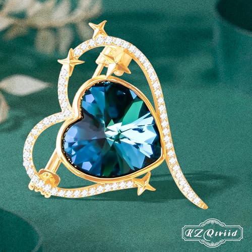 Image of Brooches For Women,14k Gold Plated Copper,Crystal Brooch,Love Brooch,Heart Brooches,Brooches Pin for Birthday, Christmas,Valentines, Wedding Parties, Anniversaries,Mother's Day