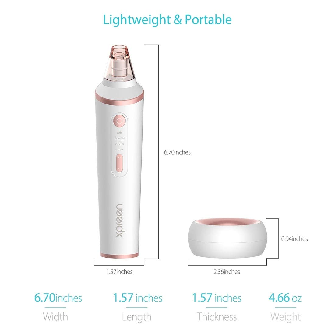 Una Necesidad for Las señoras de XPREEN XPRE037 de Carga inalámbrica multifunción Extractor de la espinilla Limpiador de poros con función de Cuatro sondas y de iluminación LED (Blanco)