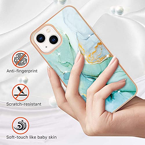 IMIRST Basic Case Compatiable with iPhone 14 Plus IMD Soft TPU Silicone Bumper Matte Marble Scratch-Resistant Slim Protective Phone Case Back Cover for Apple iPhone 14 Plus,YBI Green - Image 2