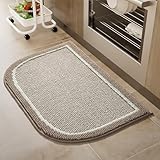 PADOOR Kitchen-Mats for Floor 100% Polypropylene Kitchen Rugs Non Slip Washable, Durable Dirt Resist Half Circle Rug TPR Backed Kitchen Floor Mat, 18'x28', Beige