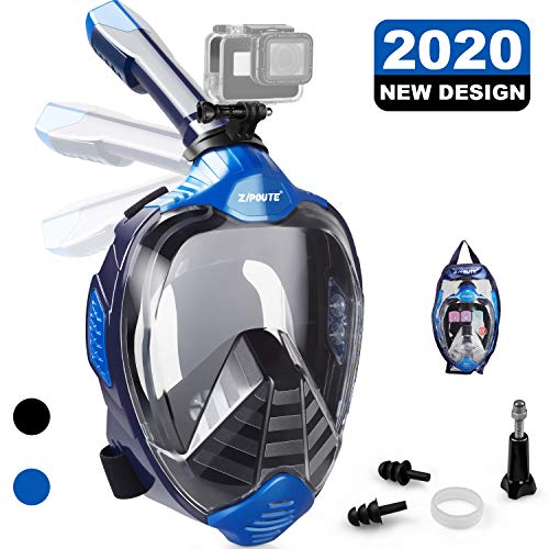 ZIPOUTE Snorkel Mask Full Face, Foldable Full Face Snorkel Mask with Detachable Camera