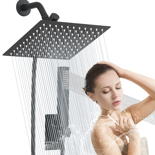 La Mejor Recopilación de Duchas y componentes de la ducha los más recomendados. 45 Regaderas para Baño, 8' Cabeza de Ducha de Lluvia Alta Presion, y Ducha de Mano de 2 Modos Rociado Ajustable con Soporte, Manguera de 1.5 m, Antifugas, Negro