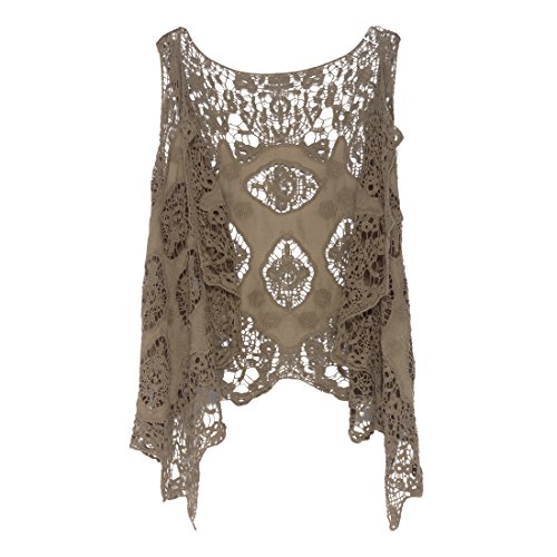 Image of JASTIE Women Open Stitch Cardigan Boho Sleeveless Hippie Summer Hollow Out Solid Crochet Vest