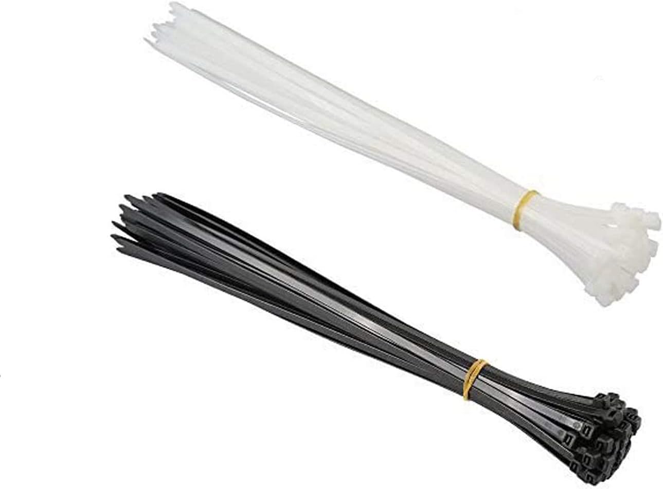Simple Deluxe 12 Inch Self-Locking Nylon Cable Zip Ties, Multi-Purpose Cable Kit for Tying Wire, Plants, Packages, 100pcs, Black & White