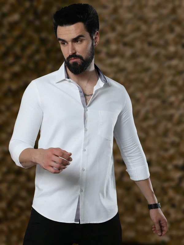 Image of Pinkmint Men's Solid Shirt | Soft Cotton Blend | Casual Shirt | Plain | Full Sleeve - Regular Fit (Combo Pack of 3 | Available in Plus Size)