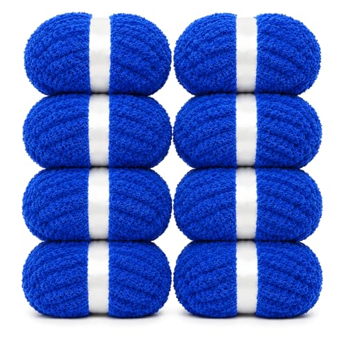 Chunky Yarn for Hand Knitting #10 Chenille Yarn 1.2 inch Thick 168 yds 4.5 LB Mega Jumbo Blanket Yarn Extra Soft Plush Big Yarn for Crocheting & Arm Knitting Royal Blue