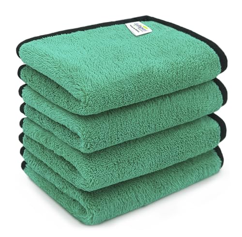 Image of SOFTSPUN Microfiber Baby Hand & Face Wipes 280 GSM 20x30 Cms, 4 Piece Towel Set, Parrot Green! Super Soft & Comfortable for Newborn Baby and Kids Quick Drying Ultra Absorbent in Small Size.