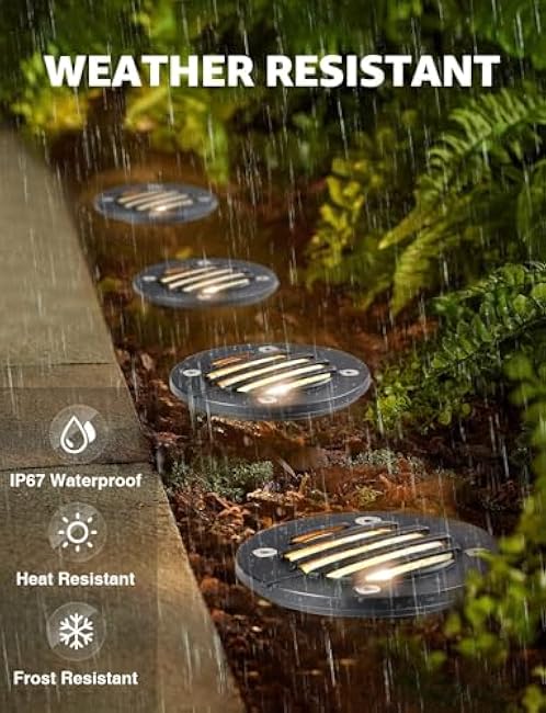 SUNVIE 12W Landscape Lighting Well Lights Paver Lights Warm White 12 Pack