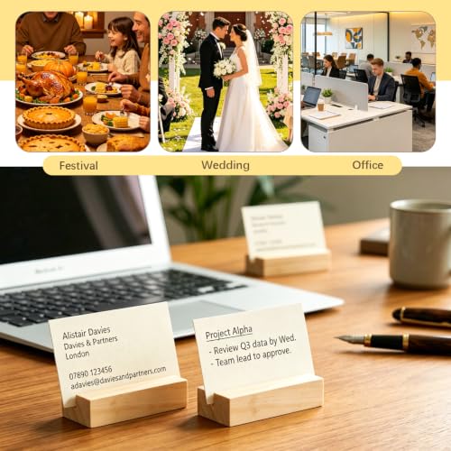 Image of 15Pcs 2.75x1.38 Inches Wood Table Number Stands, Wood Place Card Holders, Wooden Holders for Wedding, Ceremony, Birthday, Party, Home Decoration, Events (2mm Slots)