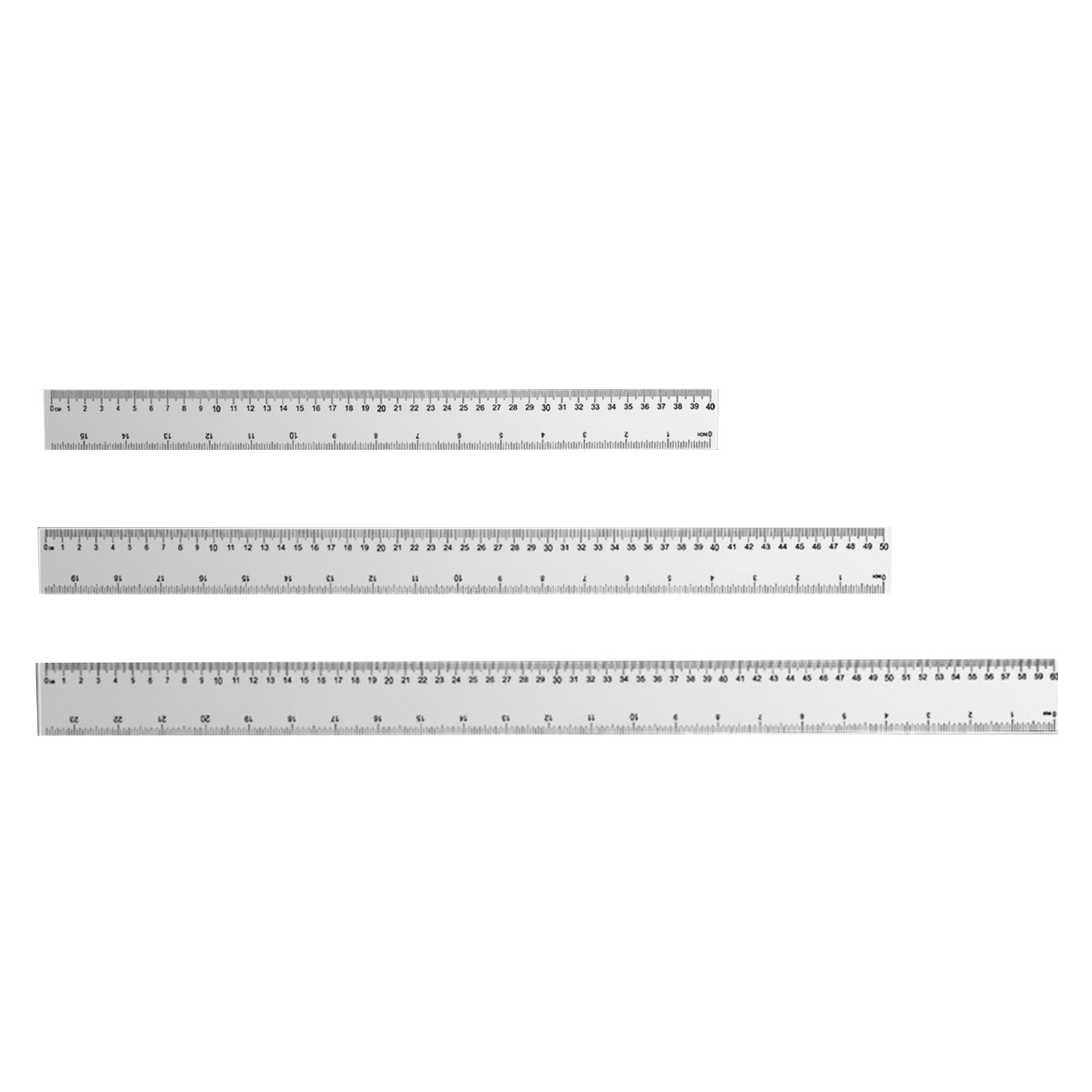 Hsioluted Ruler 40 50 60 3Pieces Shatterproof Straight Rulers Nonslip Surfaces Accurate School Supplies For Students Engineers Measuring Ruler