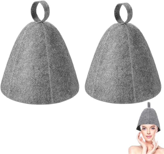 Saunahut, Sauna-Zubehör, Heim-Sauna, Dampfbad, wesentliche Teile, einfaches, natürliches, stilvolles Aussehen für Männer und Frauen (grau, 2 Stück)