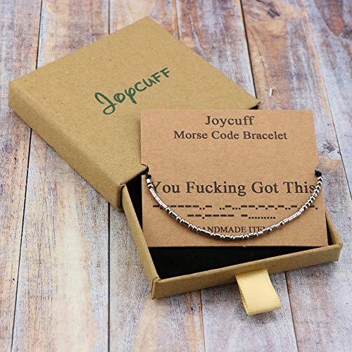 Joycuff Morse Code Bracelets For Women You Got This Funny Inspirational Jewelry Gifts For Women Teen Girls Best Friend Adjustable Silk Beaded Wrap Bracelet #TOP3