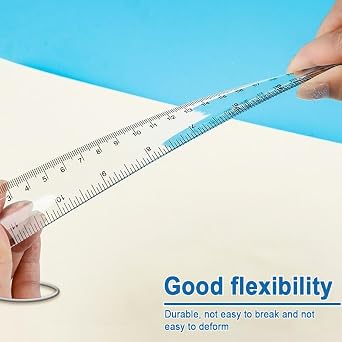 4Pcs Plastic Ruler Set, 30cm/12inch Clear Ruler Kit, Transparent Straight Ruler Measuring Tool for Student Classroom School Office Home