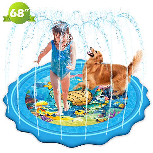 Mademax Upgraded 68" Sprinkle & Splash Play Mat, Inflatable Summer Outdoor Party Sprinkler