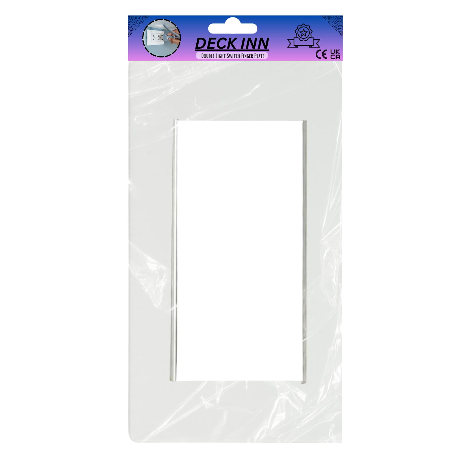 DECK INN White Pack of 4 Double Light Switch Finger Plate Panel Socket - Prevents Finger Marks Around Switch - Image 2