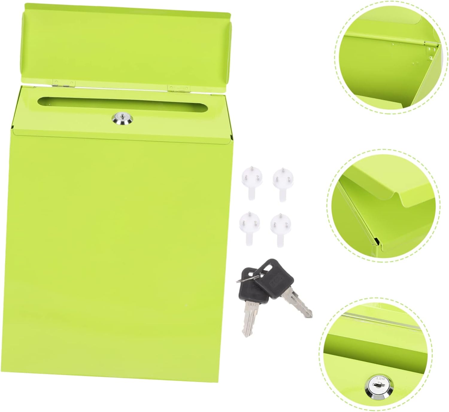 Box Mailbox with Lock Box Wall Mount Mailbox Office Mailbox Decked Accessories Wall Mail Holder Drop Suggestion Box Wall Mounted Letter Box Multi-Function Letter Box Home Accessory(Green)