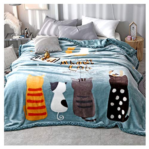 Manta de Invierno, la Siesta, Aire Acondicionado, Doble Grueso, Lavable a máquina, Ninguna deformación, no Hay decoloración (Color : Cat)