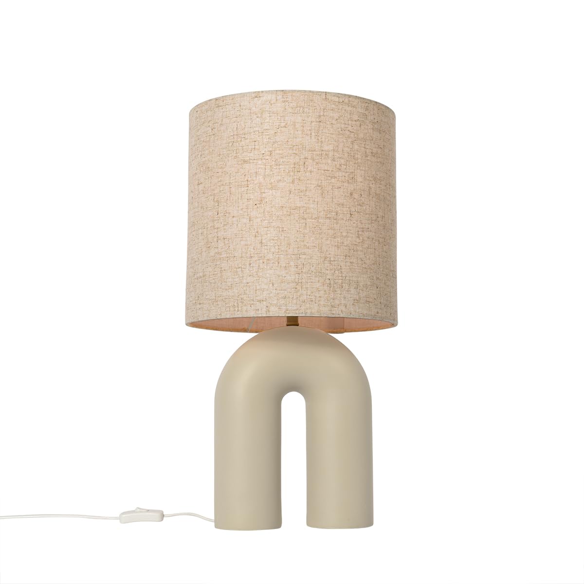 Qazqa Design Tischleuchte mit Schirm, Tischlampe - Lotti - Beige, max. 40W, Geeignet für LED, 59cm, Ideal als Flur, Küche lampe, Schlafzimmerlampe und Wohnzimmerlampe
