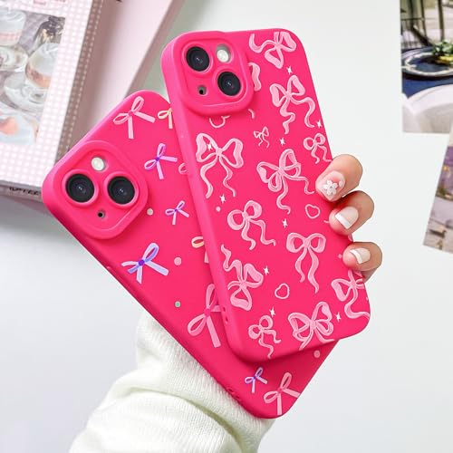 Coque iPhone 14 Plus motif nœud rose, le cadeau idéal girly - 2