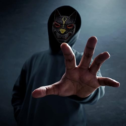 Miniatura 2 de Aubatece Máscara facial de simulación para fiesta de Halloween, 9 cabezas de lobo, accesorios de mascarada, suministros de fiesta, divertidos