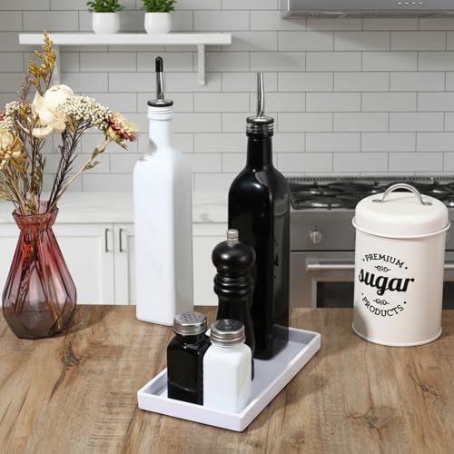 Deko Tablett Badezimmer Tablett Weiß Dekotablett Weiß Desktop Schmuck Schale Kosmetiktablett für Seifenspender Gewebe Kerzen