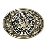 Indiana Metal Craft US ARMY Traditional Design Solid Brass Enamel Belt Buckle MADE IN USA