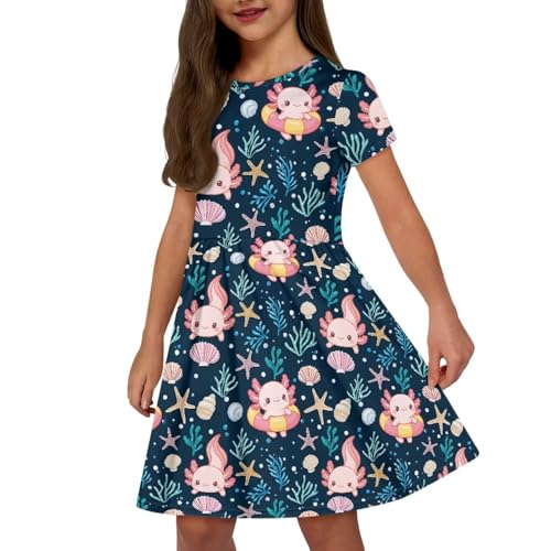 Image of Short Sleeve Dress for Girls with Pockets Cute Toddler Girl Clothes Summer 2-12