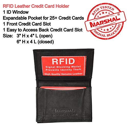 Marshal® RFID Blocking Mens Leather Expandable Business Card Case Wallet4