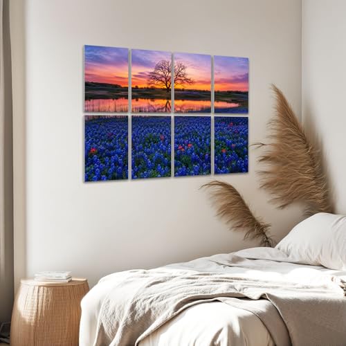 Pack de 8 paneles acústicos decorativos autoadhesivos 48"x72" con diseño Texas Bluebonnet, absorción de sonido para estudio de grabación y paredes miniatura 6