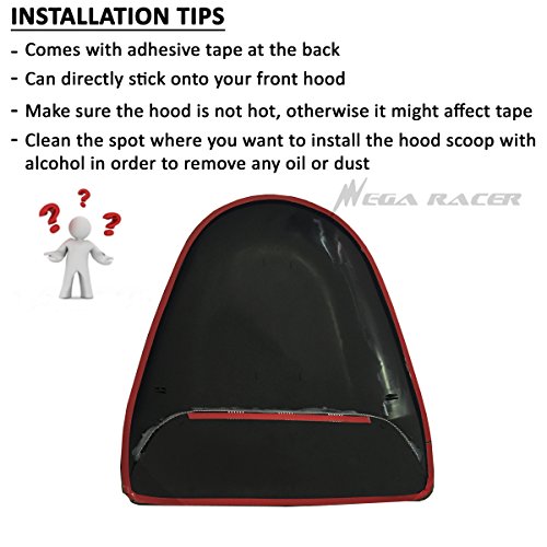 Mega Racer Universal Decorative Paintable Hood Scoop Smoke Black Sport Racing Air Flow Intake Vent Cover Nismo Style Auto - Thumbnail 6
