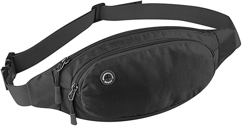 Pistep Riñonera cruzada para mujeres y hombres, riñonera impermeable para viajes, caminar, senderismo, caza y correr, Negro -, Riñonera