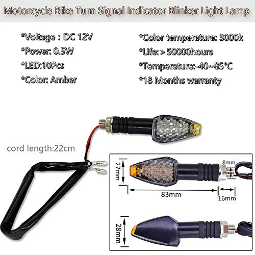 image for TORIBIO Universal Motorcycle Motorbike LED Turn Signal Lights Blinker 