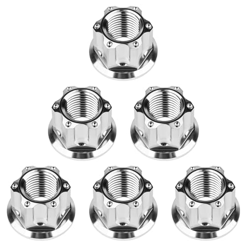 Image of Titanium M6 M8 M10 M12 M14 M16 Flange Bolt Nut Bicycle Motorcycle Rear Axle Car Modification Accessories Pack of 6 (M12 Pitch 1.5mm, Normal Titanium)