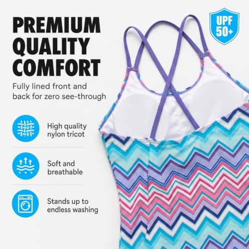 Image of Kanu Surf Girls' Reese UPF 50 Beach Sport Criss-Cross One Piece Swimsuit