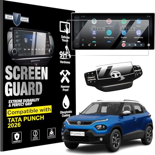 Image of Gear Guard Unbreakable Hammer proof Screen Protector For TATA Infotainment System (Punch 2026 (10.24inch Info + Steering))
